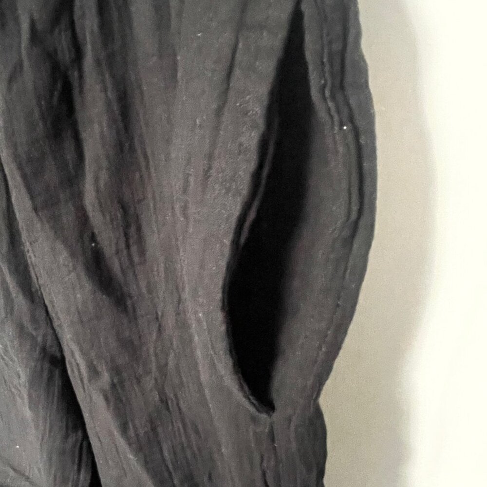 GAP Crinkle Gauze Wide Leg Pants Womens Large Tall Black Cotton Pull On - Picture 10 of 10